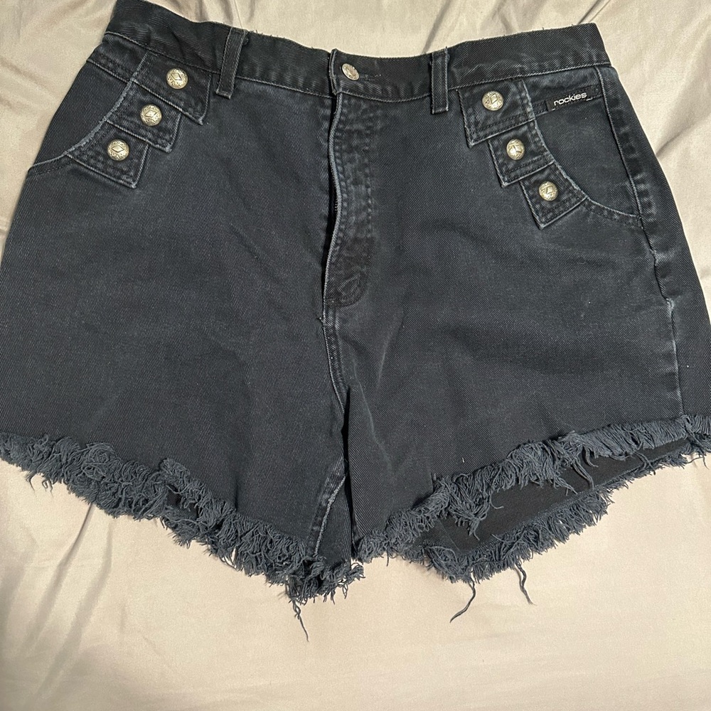 Rockies Dark Denim Frayed Hem Shorts